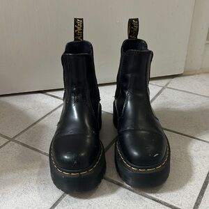 Dr. Martens Black Leather Platform Chelsea Boots | US M 6